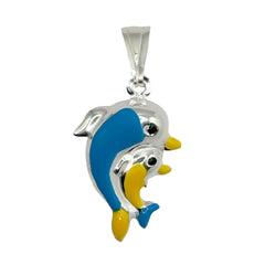Dije Delfin Esmaltado Bombeado Plata .925