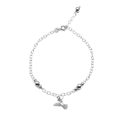 Pulsera Colibri Calado con Bolitas Plata .925