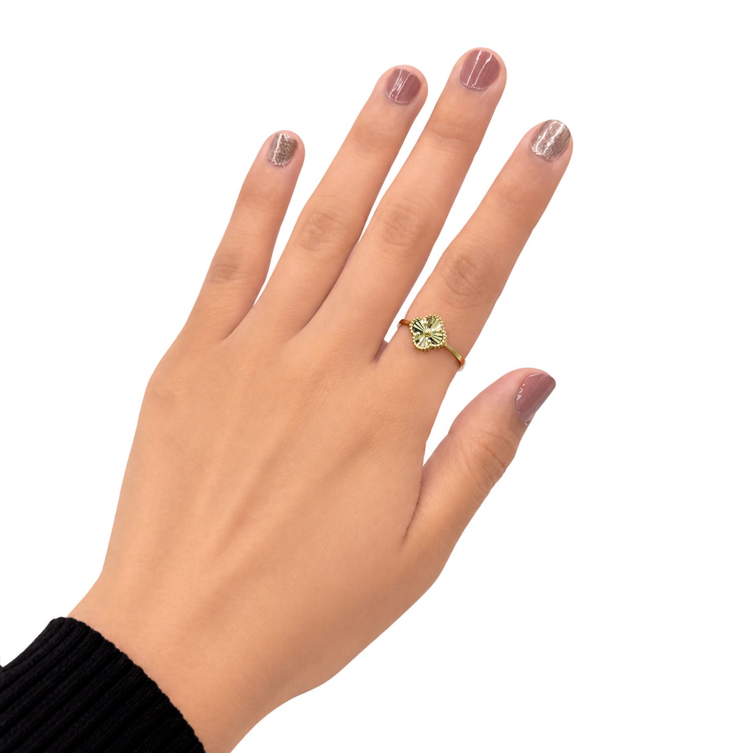 Anillo Inspirado Flor Van C Diamantado Oro 10K