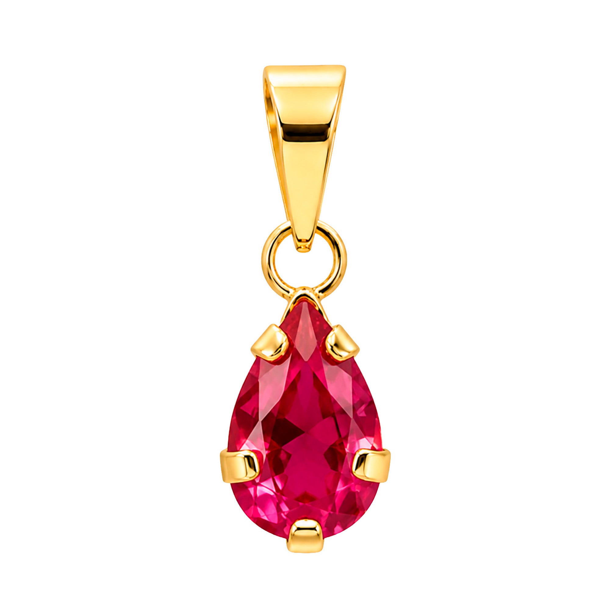 Dije Gota Circonia Roja de 1.7 cm Oro 10K