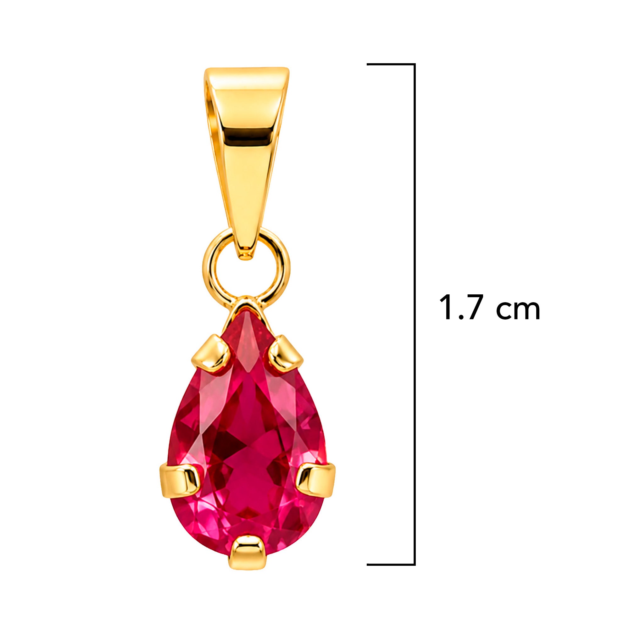 Dije Gota Circonia Roja de 1.7 cm Oro 10K