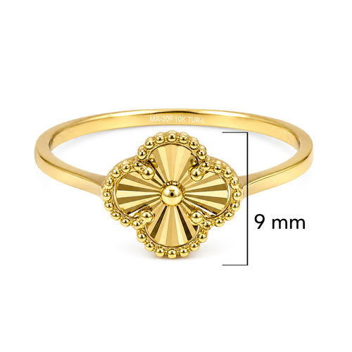 Anillo Inspirado Flor Van C Diamantado Oro 10K