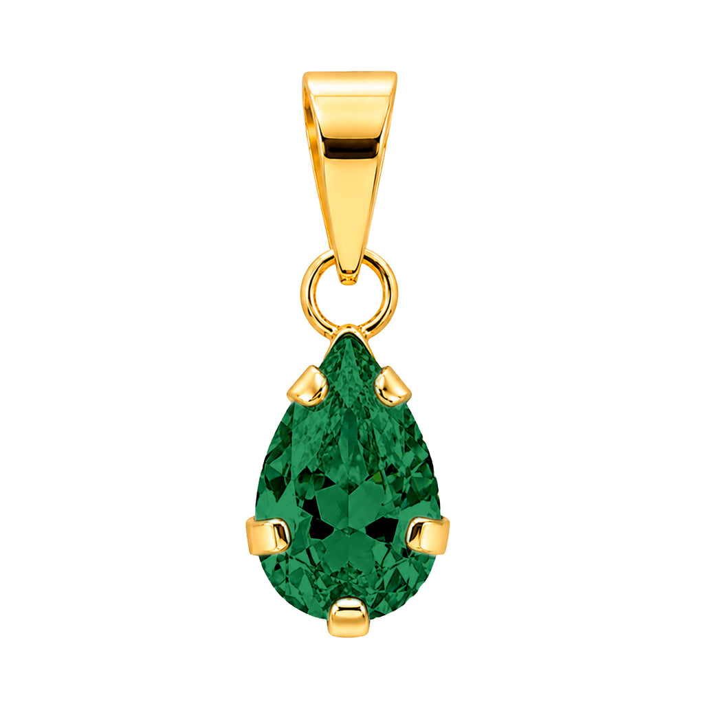 Dije Gota Circonia Verde de 1.7 cm Oro 10K