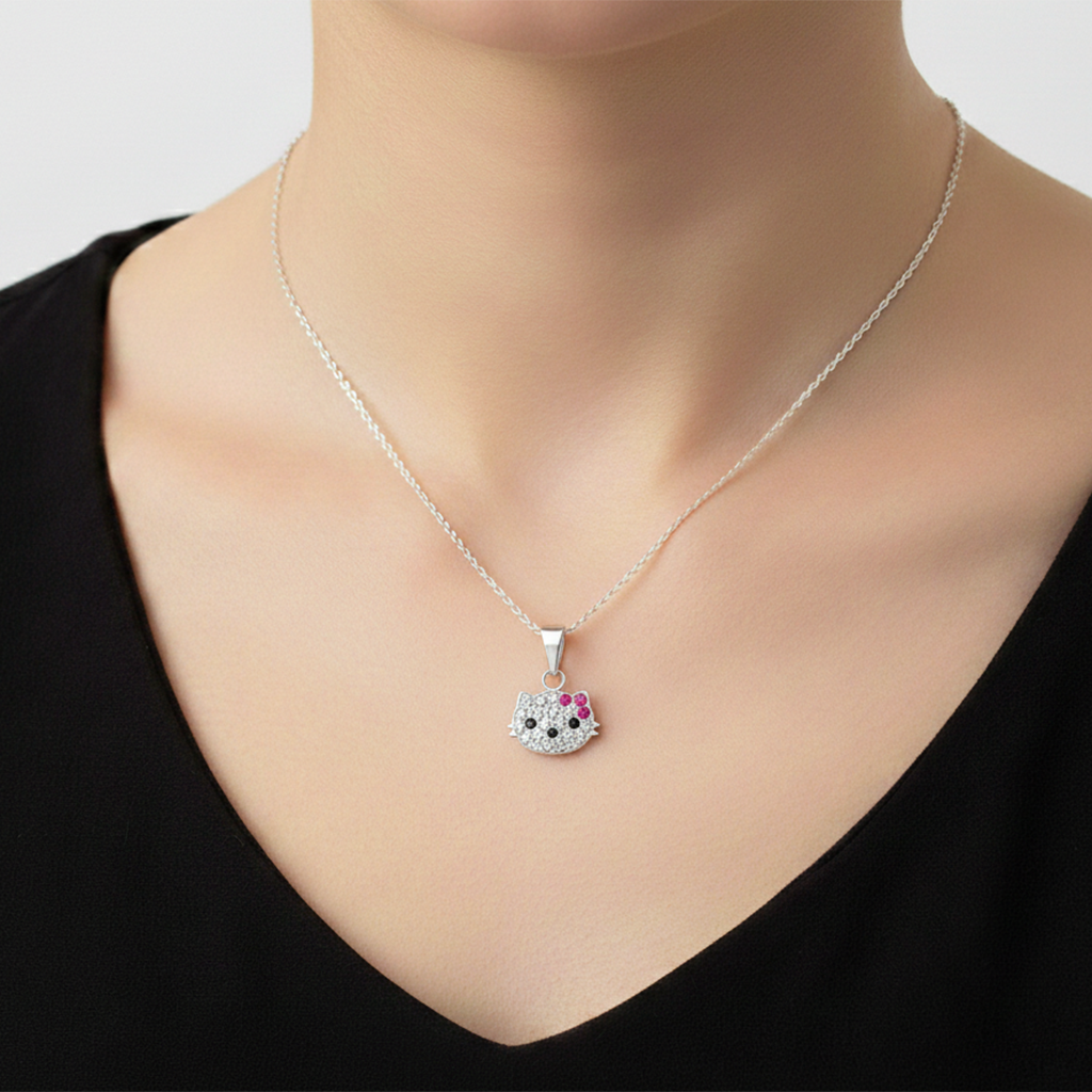 Dije Inspirado Kitty con Circonias Plata .925