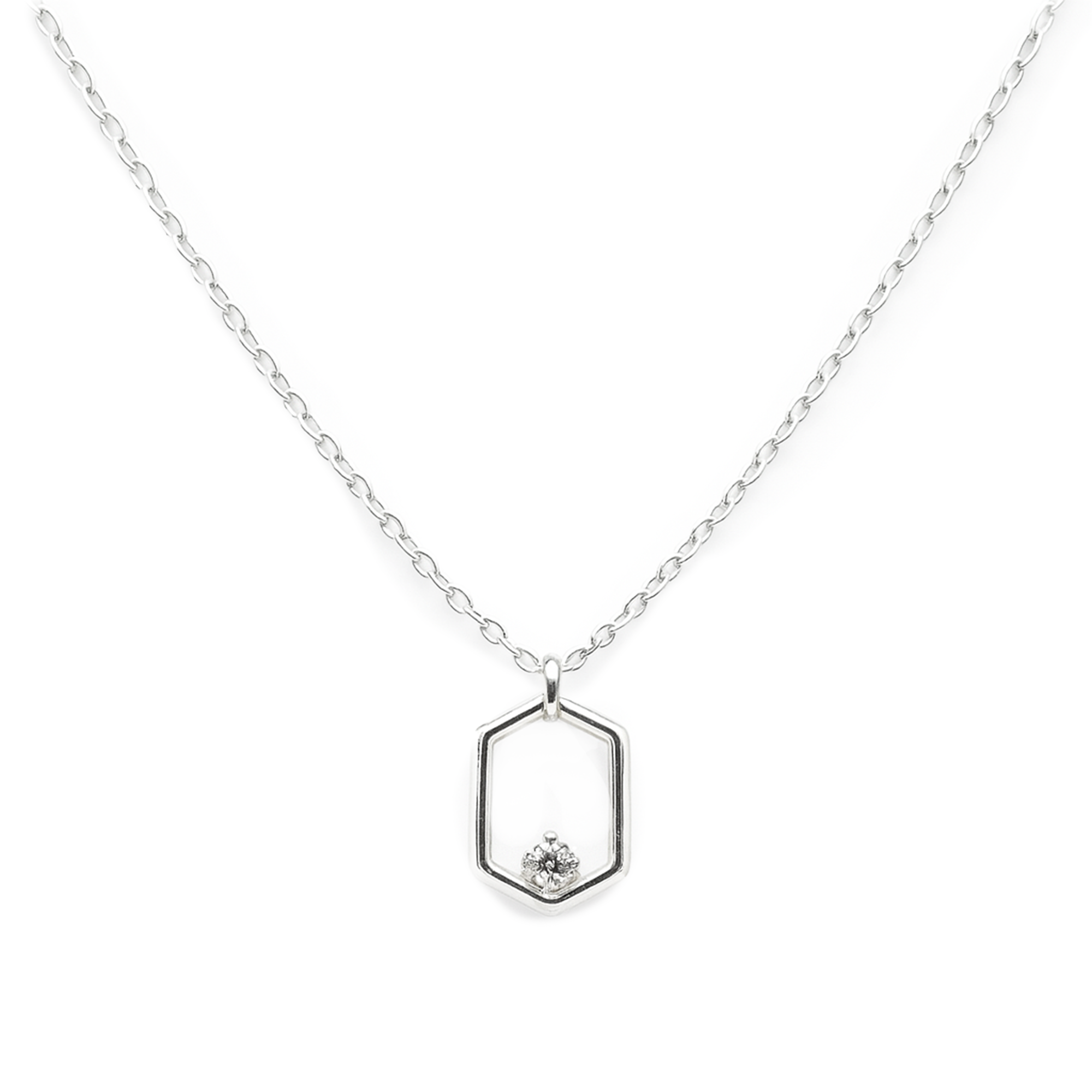 COLLAR HAXAGONO PLATA .925
