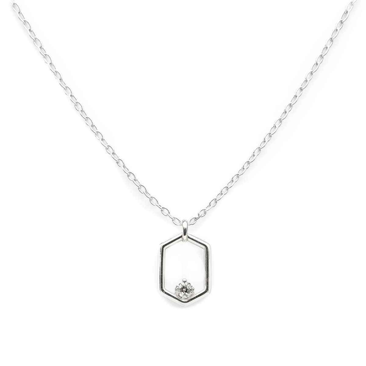 COLLAR HAXAGONO PLATA .925