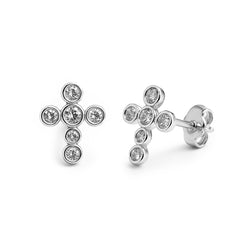 Broquel Cruz con Circonias Circulares Biseladas Plata .925