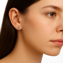 Broquel Cruz con Circonias Circulares Biseladas Plata .925