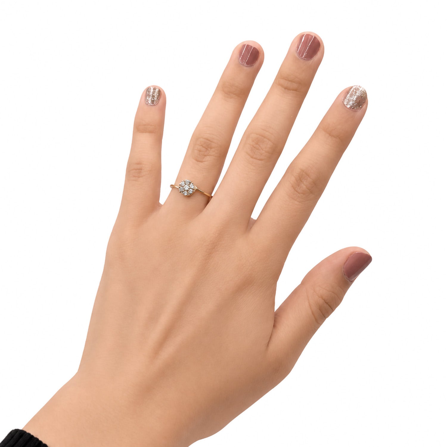 Anillo Flor Circonias Oro 10K