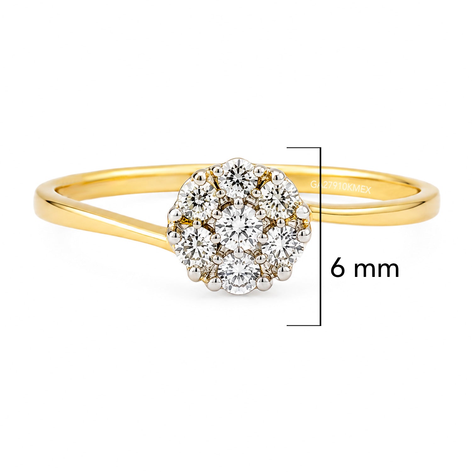 Anillo Flor Circonias Oro 10K