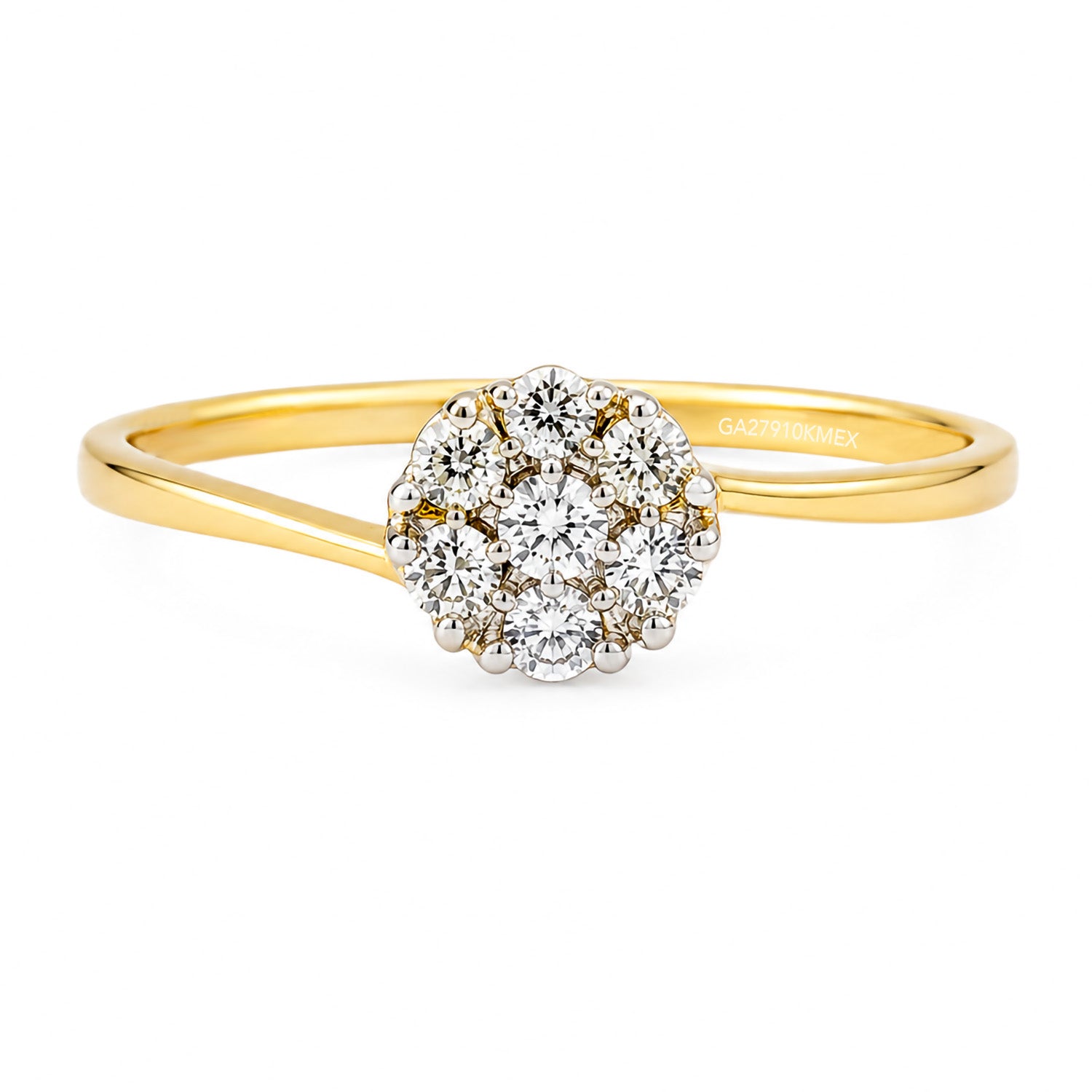 Anillo Flor Circonias Oro 10K