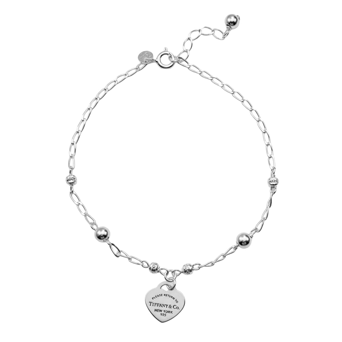 Pulsera Inspirada Tiff Corazon Grabado Plata .925