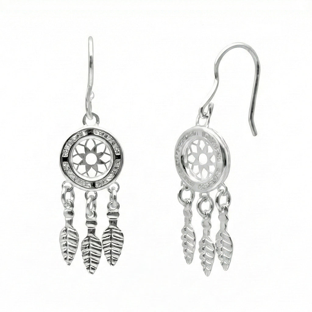 Arete Mediano Atrapa Sueños con Circonias Plata .925