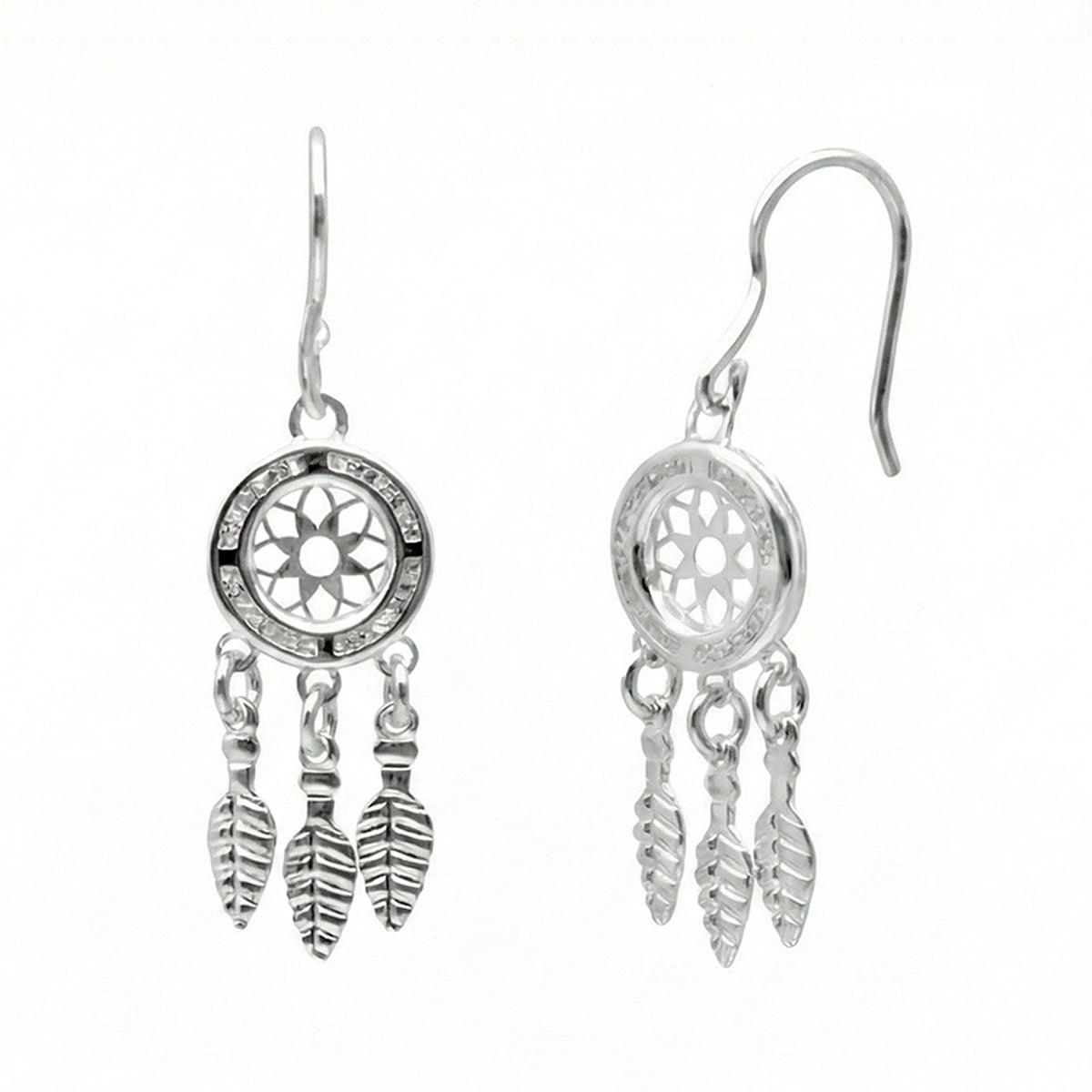 Arete Mediano Atrapa Sueños con Circonias Plata .925