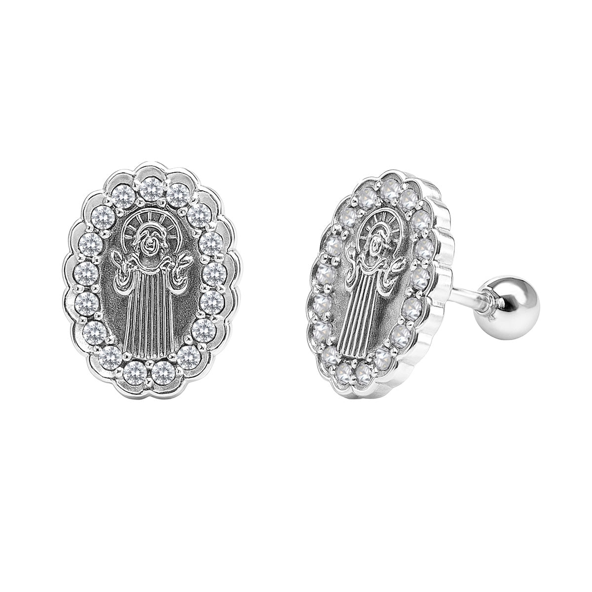 Broquel Económico San Benito con Cristales Plata .925