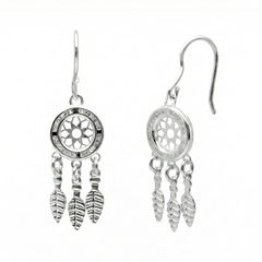 Arete Mediano Atrapa Sueños Con Circonias Plata .925