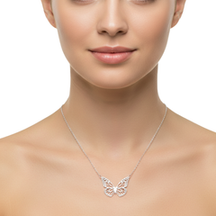Collar Mariposa Calado con Cadena Eslabones Plata .925