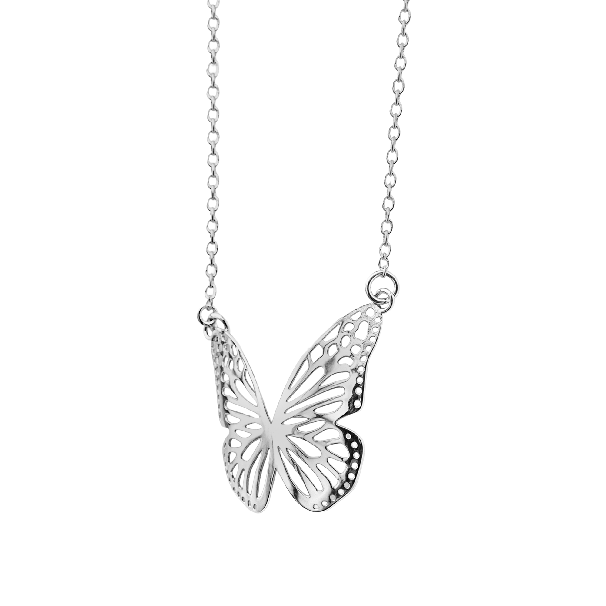 Collar Mariposa Calado con Cadena Eslabones Plata .925