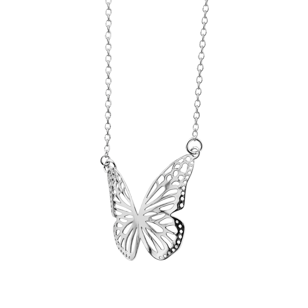 Collar Mariposa Calado con Cadena Eslabones Plata .925