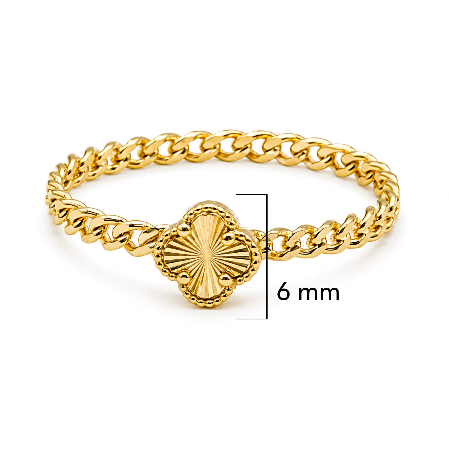 Anillo Inspirado Flor Van C Diamantado con Eslabones Oro 10K