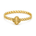 Anillo Inspirado Flor Van C Diamantado con Eslabones Oro 10K