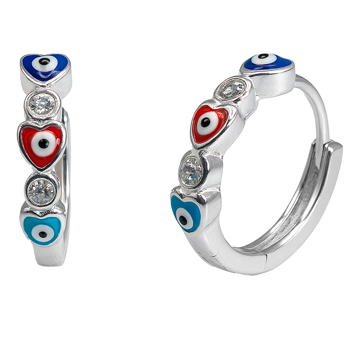 Huggies Corazones con Ojo Turco y Circonias Plata .925