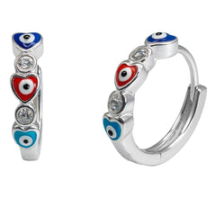 Huggies Corazones con Ojo Turco y Circonias Plata .925