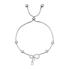 Pulsera Inspirada D con Micro Circonias Plata .925 con Rodio