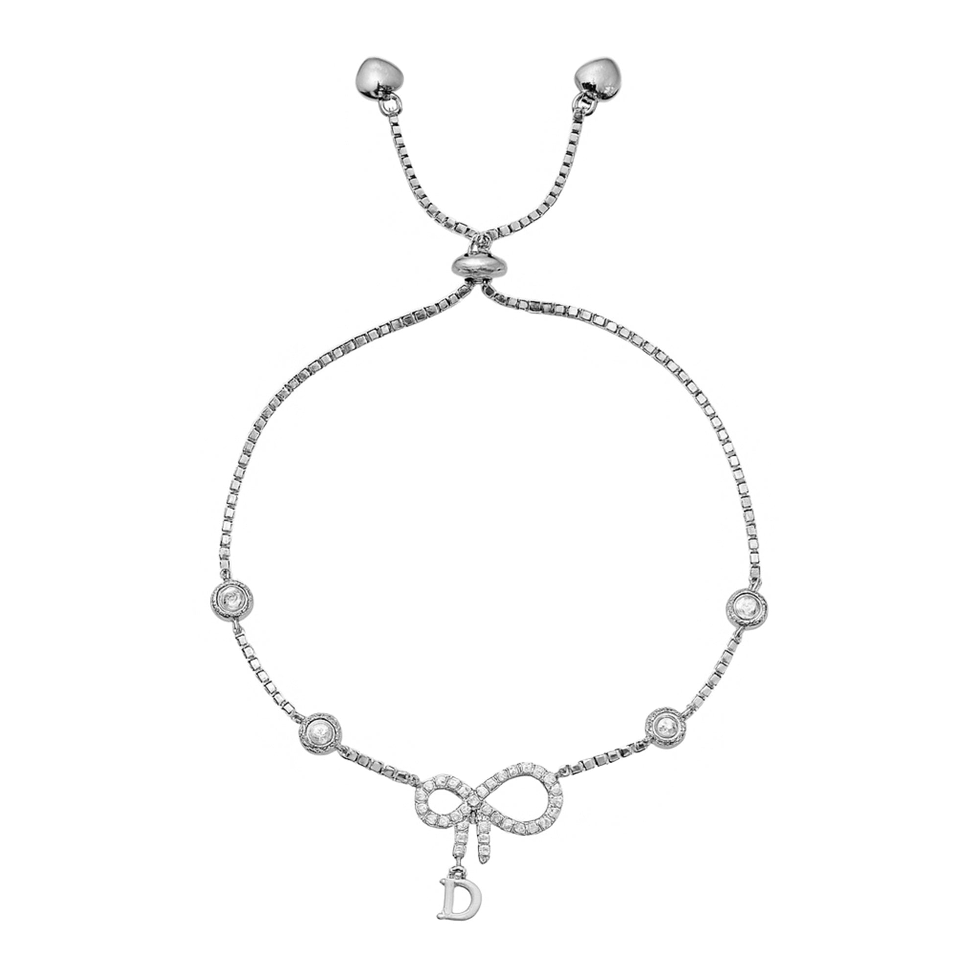 Pulsera Inspirada D con Micro Circonias Plata .925 con Rodio