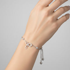Pulsera Inspirada D con Micro Circonias Plata .925 con Rodio
