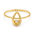 Anillo Gota con Circonia y Micro circonias Oro 10K