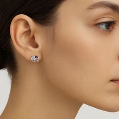 Broquel Elefante con Circonias Blancas Ojito Rojo Plata .925