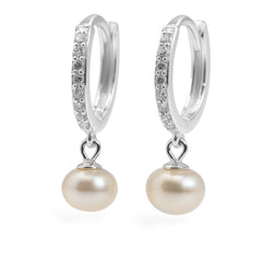 Huggies Perla Natural con Micro Circonias Plata .925