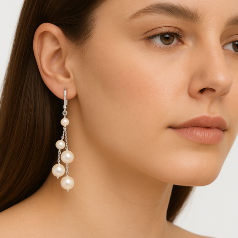 Arete perla Plata .925