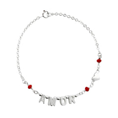 Pulsera Letras Amor con Cristales Plata .925