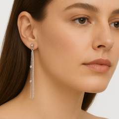 Arete Largo 3 Estilos de Cadenas Plata .925