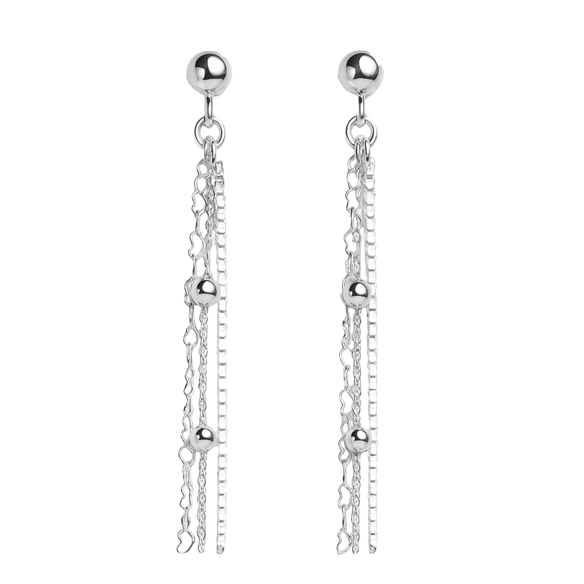 Arete Largo 3 Estilos de Cadenas Plata .925