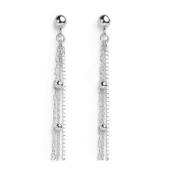 Arete Largo 3 Estilos de Cadenas Plata .925