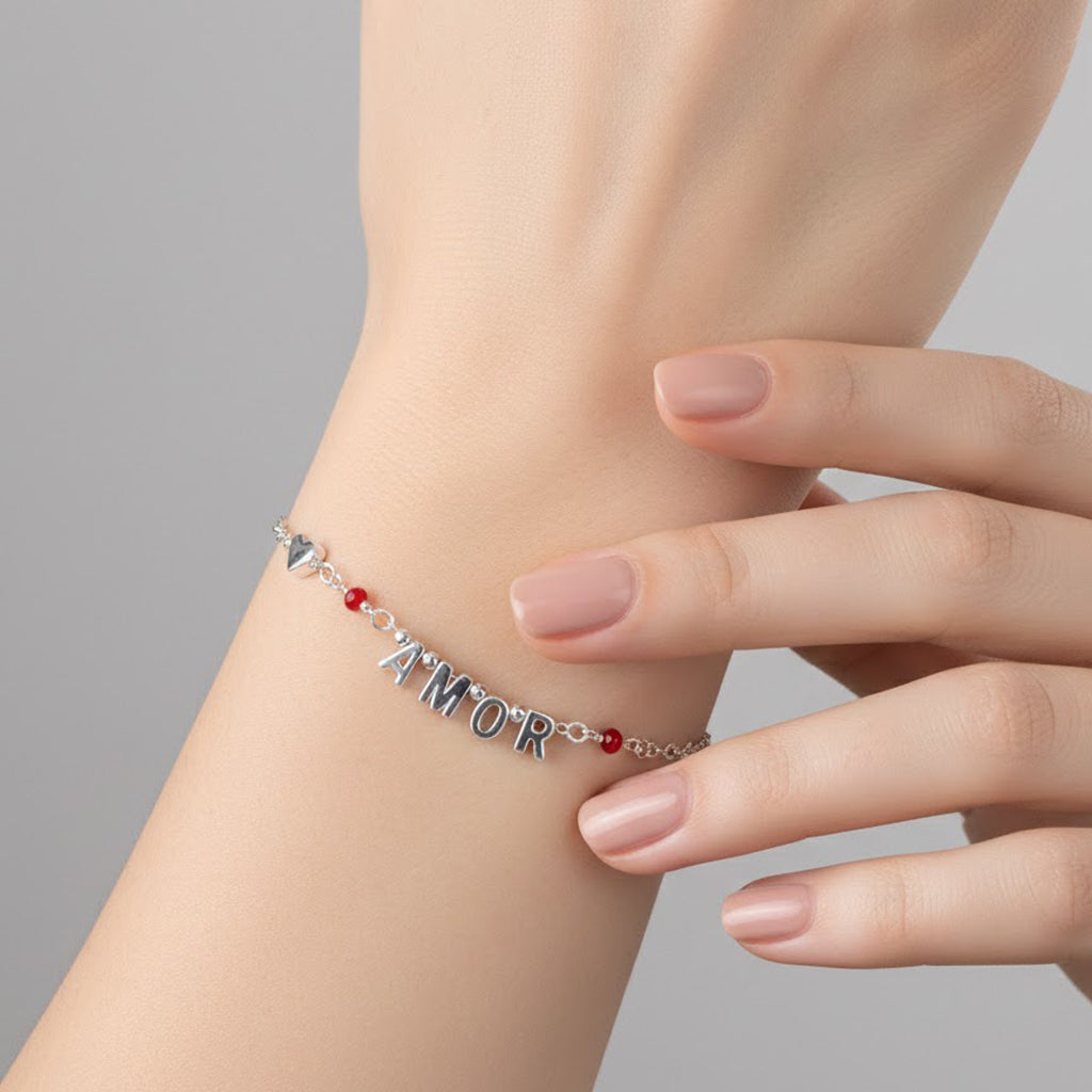 Pulsera Letras Amor con Cristales Plata .925