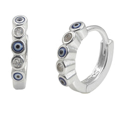 Huggies Chica con Ojo Turco y Micro Circonias Plata.925