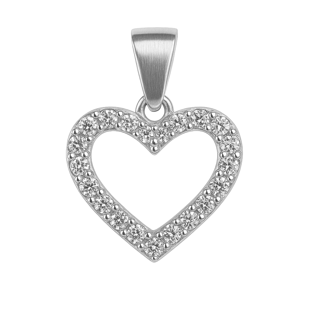 Dije Silueta de Corazón con Circonias Plata .925