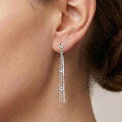 Arete Largo 3 Estilos de Cadenas Plata .925