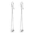Arete Largo Cadena Cubana con Bolita Hecho a Mano Plata .925