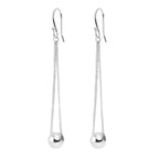 Arete Largo Cadena Cubana con Bolita Hecho a Mano Plata .925