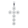 Dije de Cruz con Flores Circonias Baguette de 4.3cm Plata .925