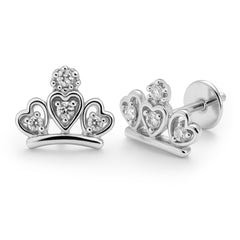 Broquel Corona con 3 Corazones y Circonias Plata .925