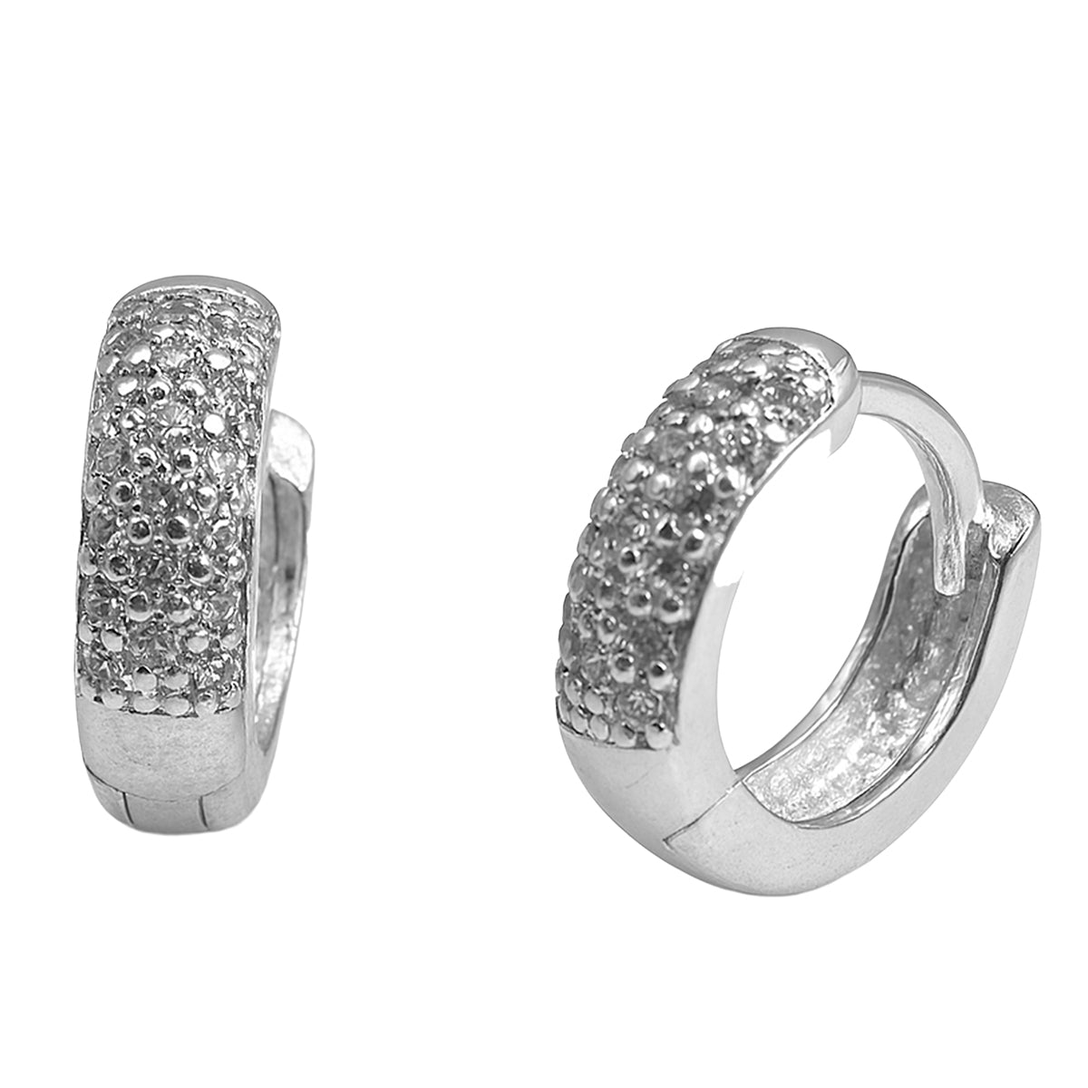 Arracada Huggies Chica con Micro Circonias Plata  .925