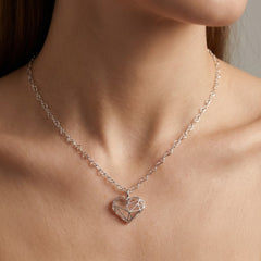 Collar Corazón Geométrico con Cadena Corazones Plata .925