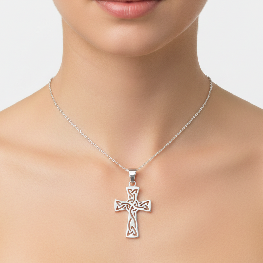 Dije de Cruz con Grecas Plata .925