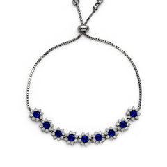 Pulsera Ajustable Flor de Circonias y Micro Circonias Plata .925 con Rodio